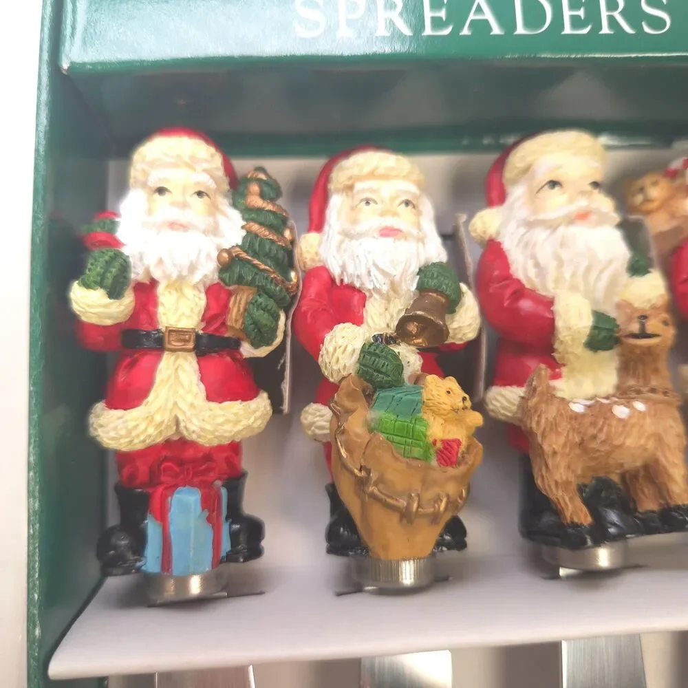 Vintage 1995 Boston Warehouse Santa Spreader Set of 4 NIB Christmas Knives